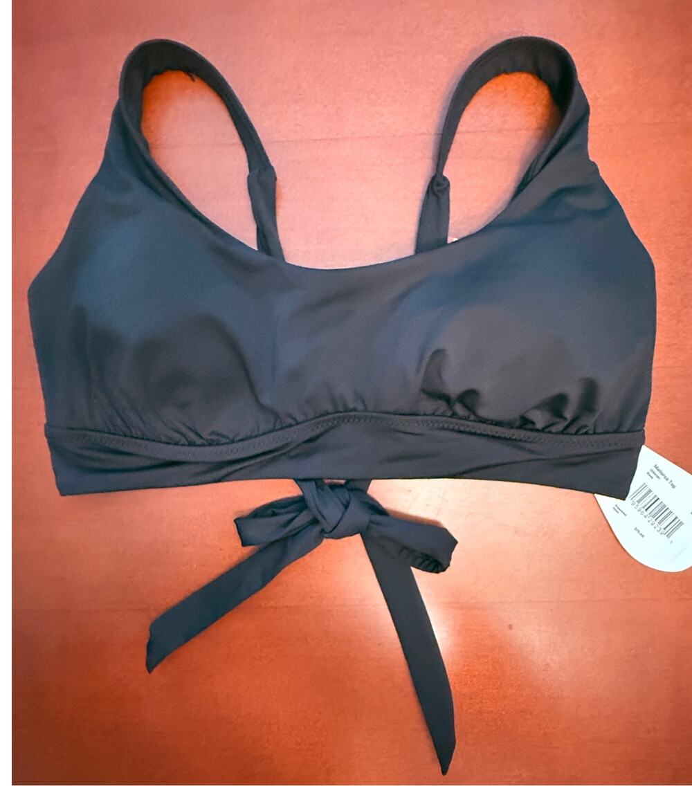 Womens Prana Sz Small Solid Black Mallorca Adjustable Bikini Top SPF 50 NWT